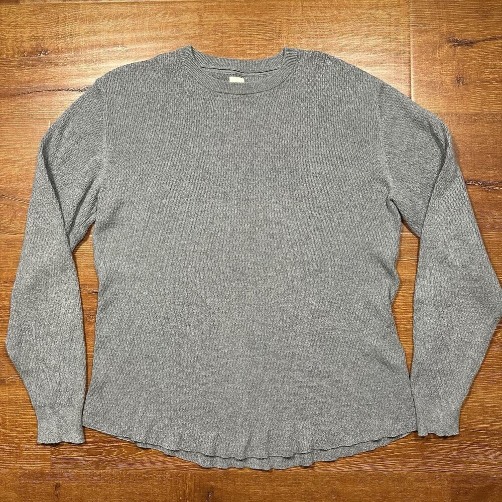 Ron Herman Oversized Thermal Shirt Men M Gray Long Sleeve Crew Neck Layer Nature